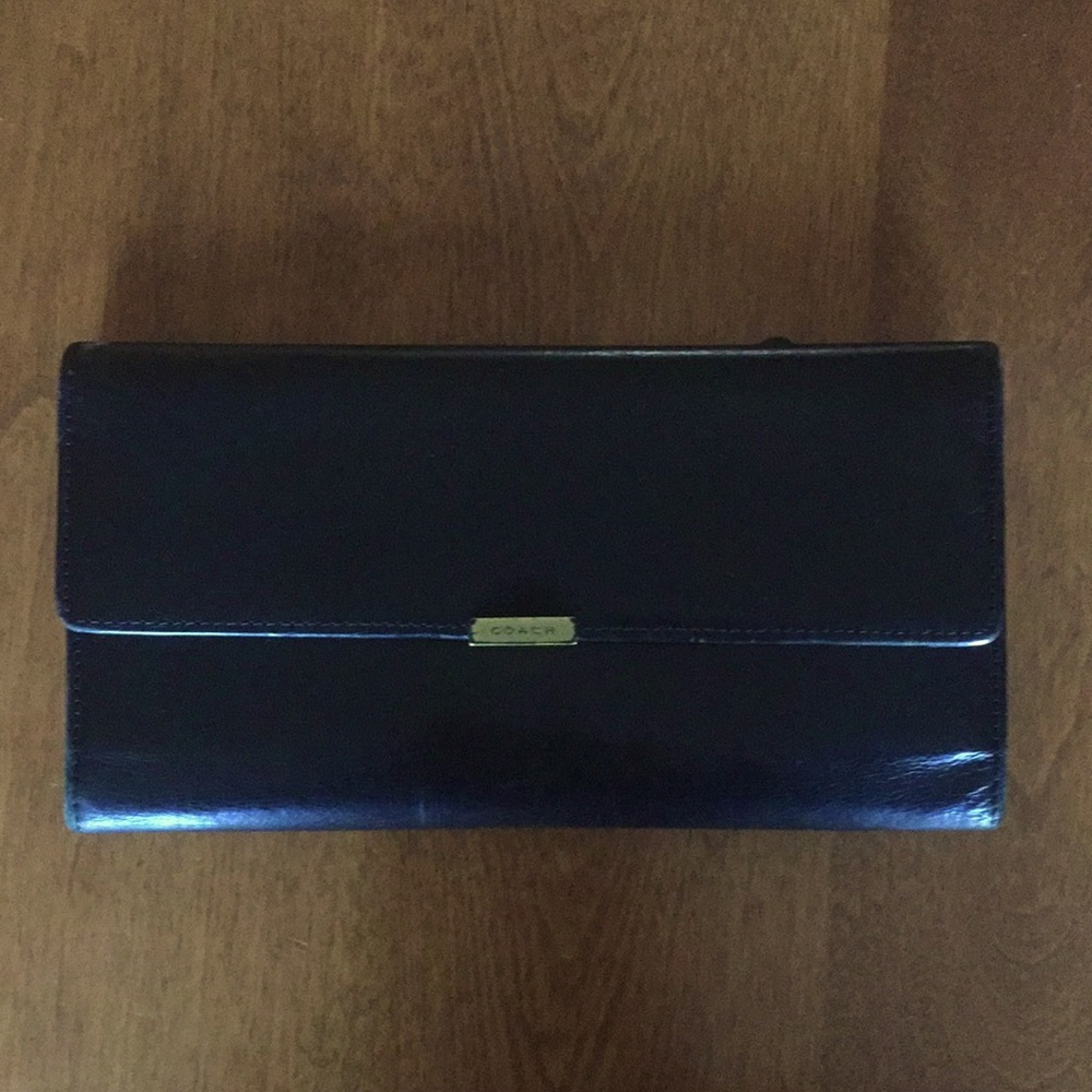 Coach Black Leather Trifold Wallet